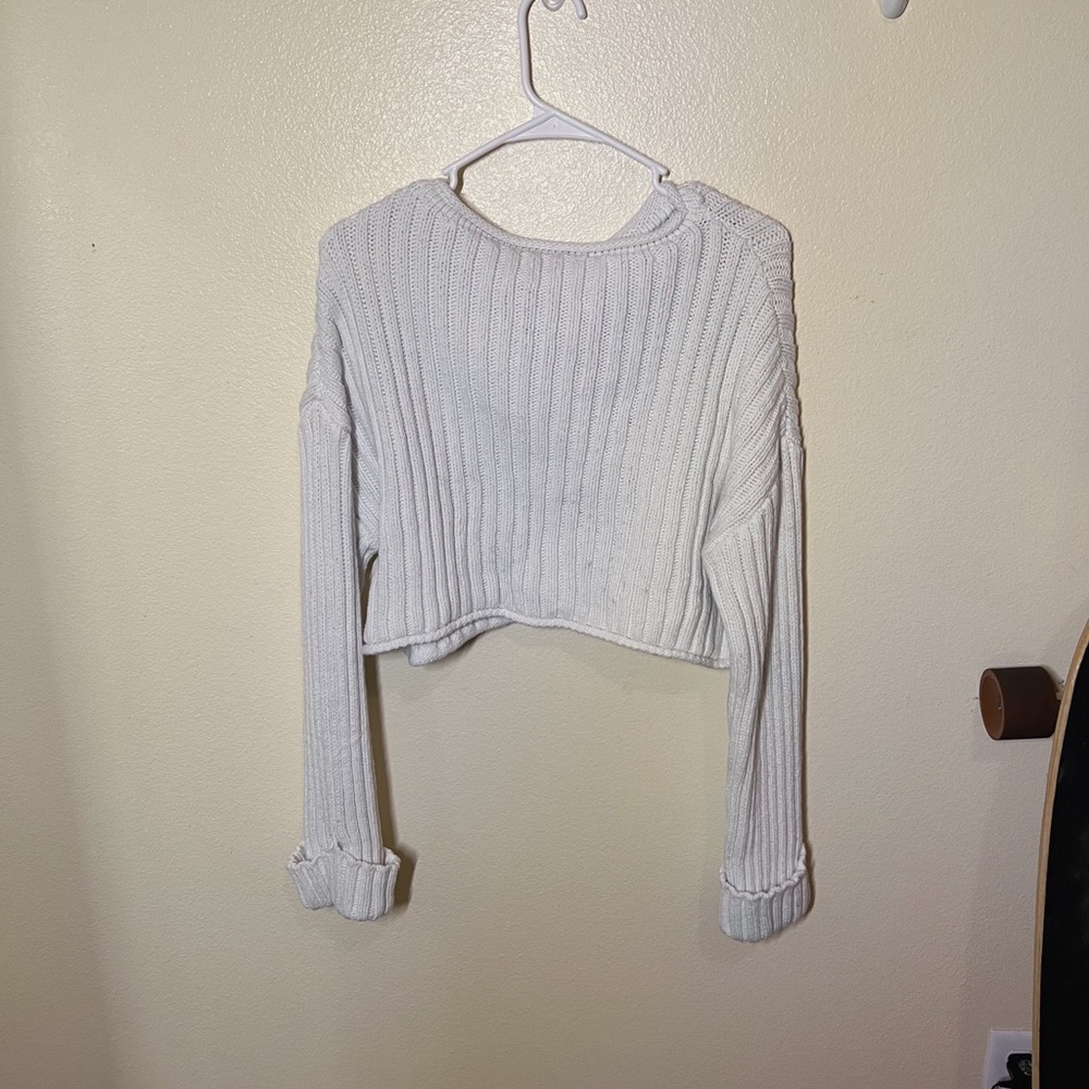 Heavy White Zara Cropped Sweater